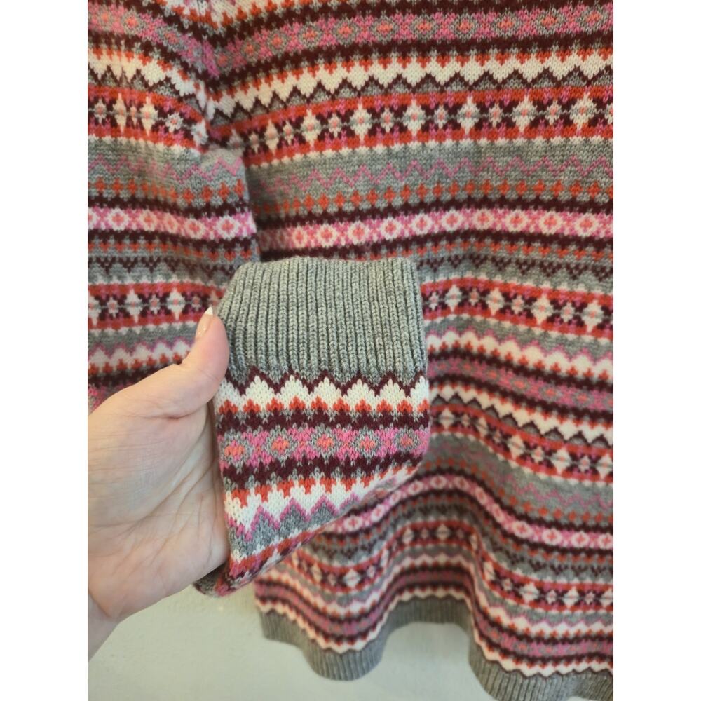 Talbots Women's Pink Gray Fair Isle Knit Lambswool Blend Sweater Size S - Picture 4 of 6